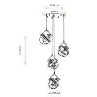 AVONNI AV-1780-4KT Eskitme Kaplama Modern Avize, E27, Metal, Cam, 40cm