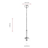 AVONNI AV-1781-1K Krom Kaplama Modern Avize, E27, Metal, Cam, 15cm