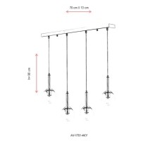 AVONNI AV-1781-4KY Krom Kaplama Modern Avize, E27, Metal, Cam, 70x13cm