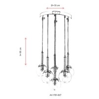AVONNI AV-1781-6KT Krom Kaplama Modern Avize, E27, Metal, Cam, 50cm