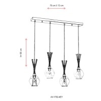 AVONNI AV-1782-4EY Eskitme Kaplama Modern Avize, E14, Metal, Cam, 70x13cm