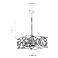 AVONNI AV-1805-4CPR Bakr/Siyah Boyal Modern Avize, E27, Metal, Cam, 40x40cm