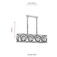 AVONNI AV-1805-4Y-BSY Eskitme/Siyah Boyal Modern Avize, E27, Metal, Cam, 80x22cm
