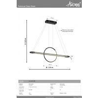 AVONNI AV-1829-2BSY Siyah Boyal Modern Avize LED Metal Pleksi 110x14cm