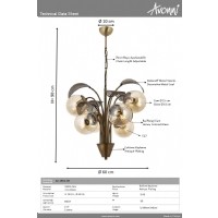 AVONNI AV-1852-6E Eskitme Kaplama Modern Avize E27 Metal Cam 60cm