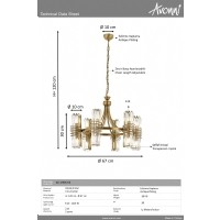 AVONN AV-1906-6E Eskitme Kaplama Klasik Avize E14 Metal Kristal 67cm