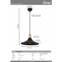 AVONNI AV-4106-M28-BSY Siyah Boyal Modern Avize E27 Metal 30cm