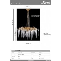 AVONNI AV-4168-8BSA Sar Boyal Klasik Avize, G4, Metal, Kristal, 80cm