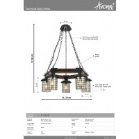 AVONNI AV-4216-5ET Eskitme Kaplama Modern Avize, E27, Metal, Ahap, Cam, 48cm