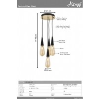 AVONNI AV-4236-4ET Eskitme Kaplama Modern Avize, E14, Metal, Cam, 27cm