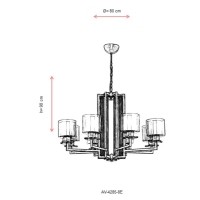 AVONNI AV-4285-8E Eskitme Kaplama Modern Avize, E27, Metal, Cam, 80cm