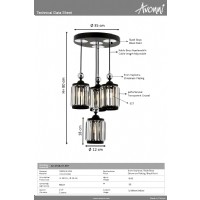 AVONNI AV-4318-4T-BSY Siyah Boyal Modern Avize E27 Metal Kristal 35cm