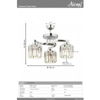 AVONNI AV-65229-3K Krom Kaplama Modern Avize E27 Metal Kristal 58cm