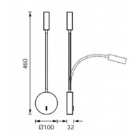 JUPTER LW503 3W Ledli Anahtarl Yatak Ba Aplik 210 LM 3000K MAT SYAH IP20