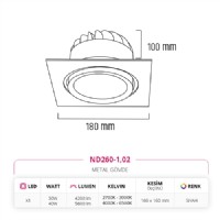 Nevo Sva Alt Led Spot Siyah ND260-1