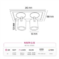 Nevo Sva Alt kili Led Spot Siyah ND278-2