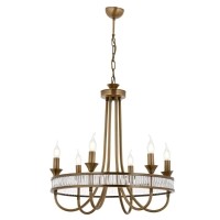 AVONN AV-1890-6E Eskitme Kaplama Klasik Avize E14 Metal Kristal 60cm