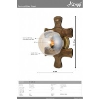 AVONNI AP-1588-1E Eskitme Kaplama Aplik, E27, Metal, Ahap, 20x18cm